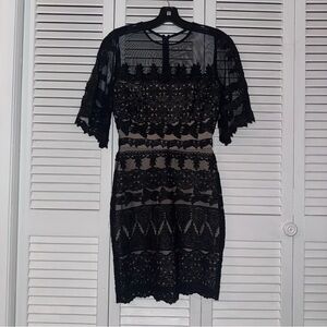 NWT Nicole Miller Black Lace Overlay Dress